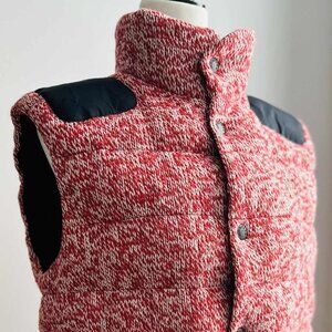 Moncler Grenoble Red Marl UNISEX Knit Down Vest with High Collar – Men US M